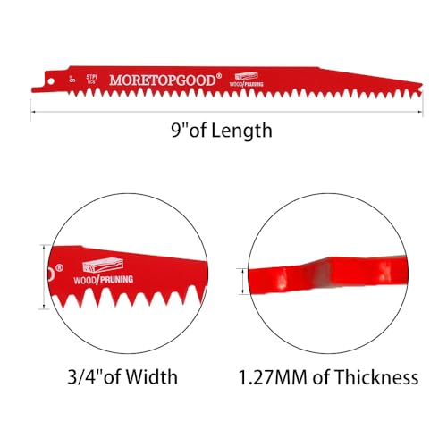 Wood Pruning Reciprocating Saw Blades, 9 Inch Saw Blades for Trees, Wood Cutting (5 Pack/5TPI) - size: 9 Inch---5PCS