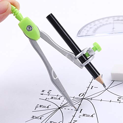 Unjoo Math Geometry Set 10 Pcs, Compass and Protractor for Students(Green) - color: Green