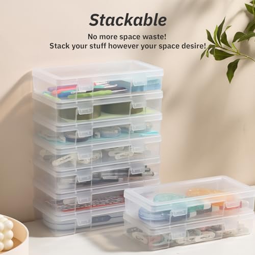 novelinks Small Plastic Storage Containers with Lids and Clear Pencil Box - color: 9 Pack Medium -Clear