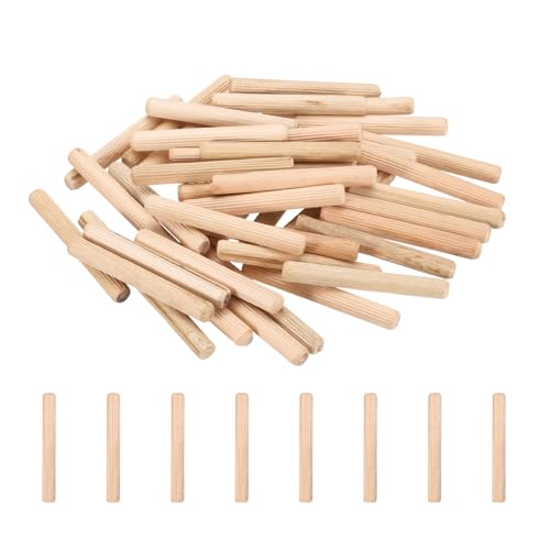 PATIKIL 95 Pcs Wood Dowel Pins 3/8" x 3" Fluted Wooden Dowels Hardwood Pegs for Woodworking Furniture DIY Crafts Projects Door Art - size: 3/8" x 3"