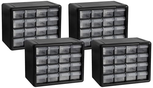 Akro-Mils 16-Drawer Plastic Cabinet for Garage Organization, Beads, Makeup Organizer, Building Bricks Storage, Teacher Toolbox, 10-1/2" W x 6-1/2" D x 8-1/2" H, 10716 Black (Pack of 4) - size: 16 Drawer (Pack of 4)