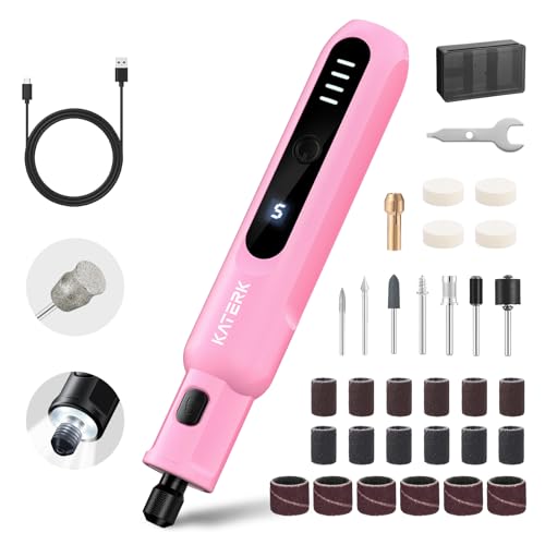 Katerk Pet Dog Nail Grinder - 5 Speed Quiet 32PCS Electric Dog Nail Trimmer - color: Pink