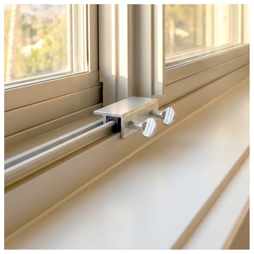 "Nuk3y Sliding Window Security Locks with Rubber Gasket (Aluminum, 4 Pack)" - color: Aluminum, size: 4 Pack