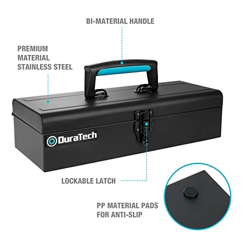 DURATECH 15" Metal Tool Box, Portable Steel Toolbox with Metal Latch