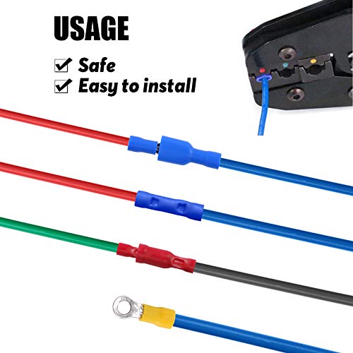 Hilitchi 440Pcs 22-16/16-14/12-10 Gauge Electrical Insulated Ring Bullet Butt Spade Fork Splice Crimp Wire Terminals Connectors Assorted Kit