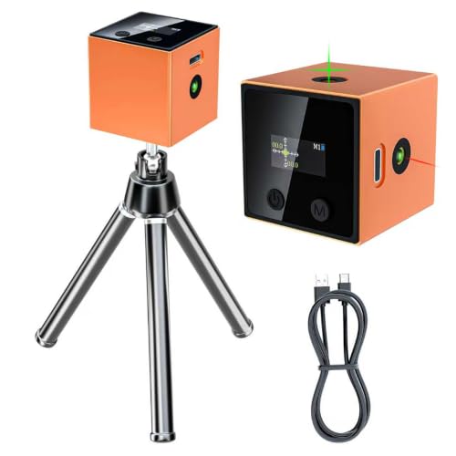 5-in-1 Digital Laser Level with Tripod, Magnetic Base & USB Rechargeable, Mini Angle Finder & Protractor, ±0.1° High Precision Cross Line Laser, Green/Red Beam for Picture Hanging,Tiling & DIY - color: Orange