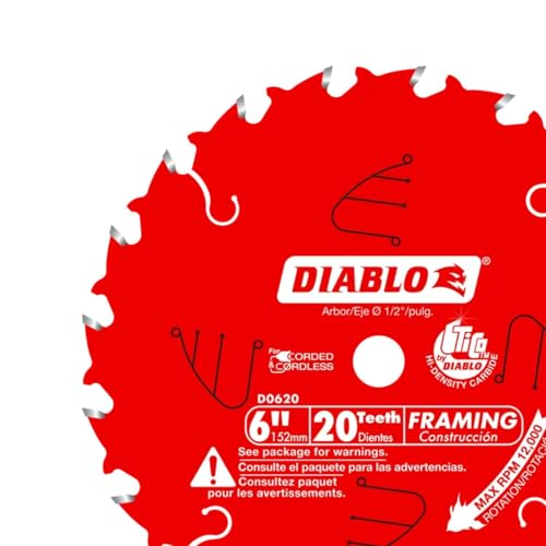 Diablo Framing Saw Blade - 6" Diameter, 20 ATB Teeth, 1/2" Arbor - size: 1/2" Arbor x 6" Dia