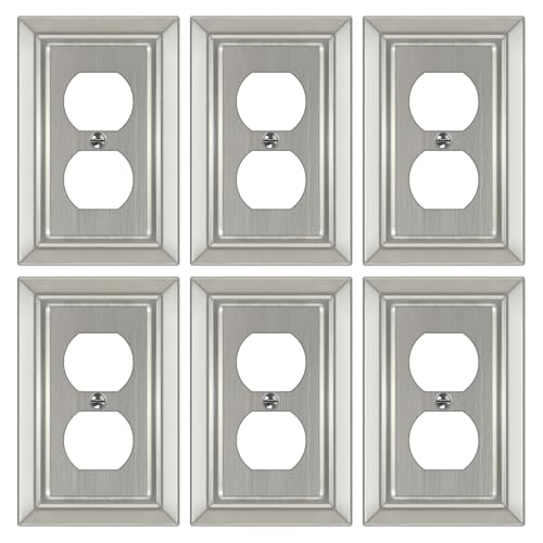 Metal Wall Plate for Electrical Outlets, Outlet Covers Wall Plate, 6 Pack - size: Duplex Outlet