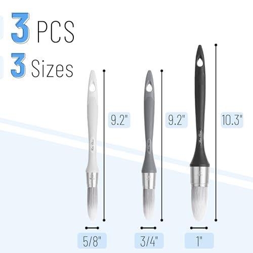 Bates- Trim Paint Brush, 3 pcs, 5/8”, 3/4” and 1”, Ergonomic Handle, Grey Theme, Trim Brushes for Painting - color: Grey Theme, size: 5/8”, 3/4”, 1”