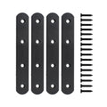 4 Pack Flat Mending Plate for Wood, ULIFESTAR Black Iron Flat Straight Brace Brackets Metal Repair Fixing Wood Brace Joining Plates Connector for Repairing Wooden Furniture with Mounting Screws - size: 5.12 x 0.79 x 0.12 inches