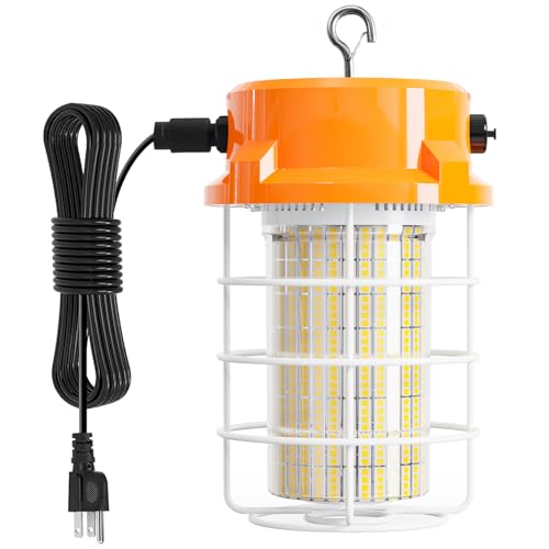 RIUVAO 120W LED Temporary Work Light 5000K Daylight 18000 Lumens Super Bright with Fan Radiator Stainless Steel Guard Construction Lights Sturdy Hook Suitable for workshops, Construction Sites, etc. - size: 120W