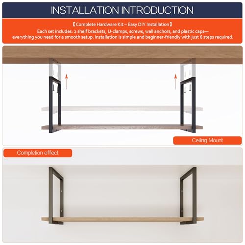 1-Tier Square Shelf Bracket, Wall & Ceiling Mount, 3 Pack - size: 1 Tier Bracket-3 Pack