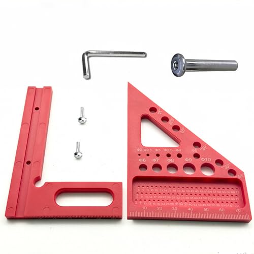 3D Multi-Angle Carpenter Square, 45/90 Plastic Layout Ruler, Red - color: Red