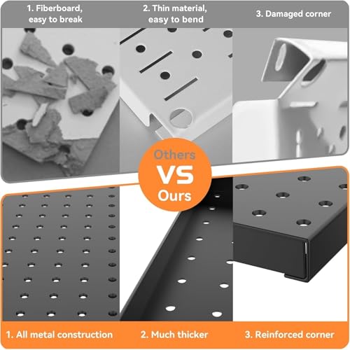 WALMANN 4 PCS 12x24 in Pegboard Panels, 24x48 in Wall Tools Pegboard - color: Black 12"*24", size: 24"*48"