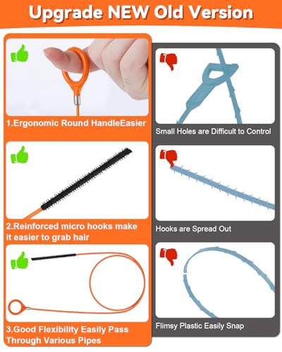 4PCS Hair Clog Remover Tool, 50 Inch Anti-break Metal Drain Snake