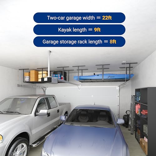 FLEXIMOUNTS 3x8 Overhead Garage Ceiling Storage Rack Adjustable, Hammertone - color: Hammertone, size: 3x8 ft