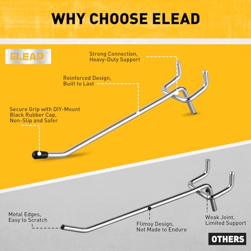 ELEAD 55-Piece 4 Inch Pegboard Hooks, Heavy Duty Peg Board Organizer Accessories, Peg Board Tool Hangers Fit for 1/4" and 1/8" Pegboard Hanging Tools Garage, Workshop, and Craft Storage - style: 55-Piece 4 Inch