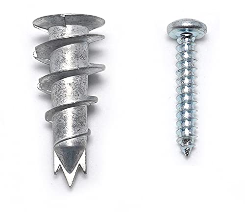 CONFAST Zinc Self-Drilling Drywall/Hollow-Wall Anchor Kit, 100 Pieces (50#8 Anchors+50 Zinc Plated Screws) - size: 50, style: Zinc