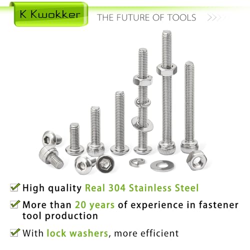 2540Pcs M3 Screws 4MM to 35MM, Socket Head & Button Head Screws, 304 Stainless Steel Assorted Nuts and Bolts Assortment Kit M3 Screw Kit with Nuts, Washer and Lock Washers - size: F. M3