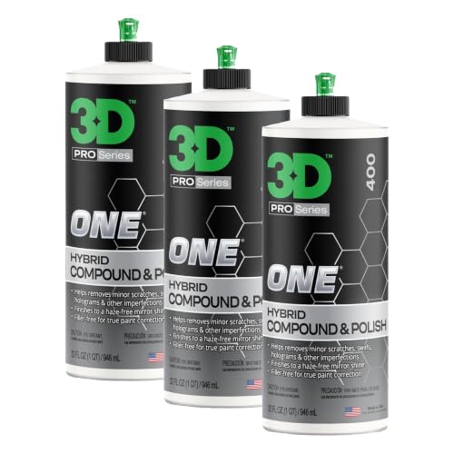 3D One Car Scratch & Swirl Remover Hybrid Rubbing Compound & Polish Buffing Compound for True Paint Correction 32oz Made in USA (Pack of 3) - size: 32 oz. (Pack of 3)