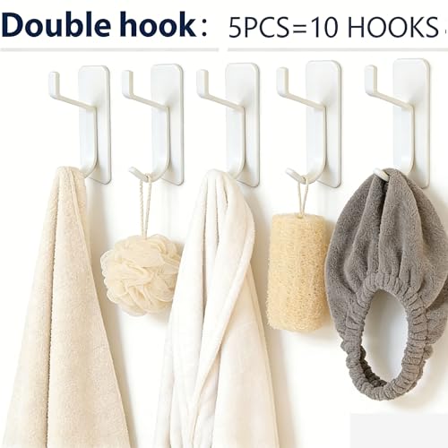 5 Pack Self Adhesive Wall Hooks Key Hook Stainless Steel Coat Hook White - color: White