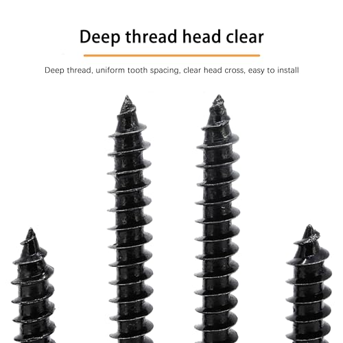 #8 X 1-1/2" Black Screw,Flat Head Phillips Wood Screw, Electroplating Black Carbon Steel, #8 X 1-1/2-Inch, 75Pcs - color: Black Zinc Plated Screws, size: #8 x 1-1/2"