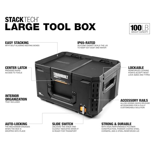 ToughBuilt StackTech Large Stackable Tool Box with Lock Points, IP65 Rated - size: Compact