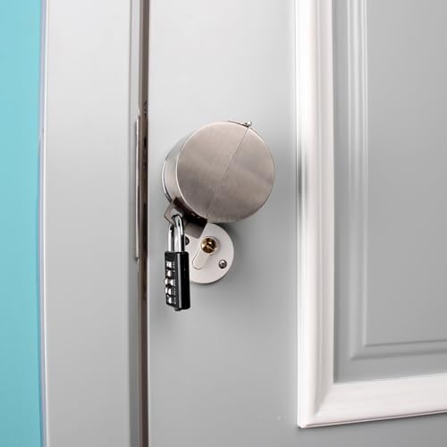 2. TEMEILI Drill-Free Security Cover, Stainless Steel Anti-Access Protector, Stops Rotation & Keyhole Entry for Apartment Scenarios - color: Stainless Steel