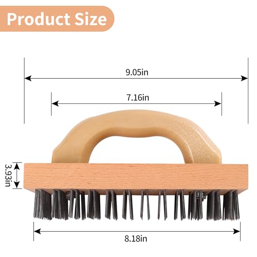 Wire Brush with Handle, Large Wire Brush for Cleaning Rust Removal Hotels Grills Welding Slags 12X8 Rows Flat Carbon Steel Wires,1PCS