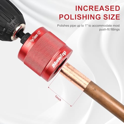 1/2" & 3/4" Metal Copper Pipe Cleaner for Drill, with 1/4" Hex Shank, Each Contains 2 Additional Brush Blades, for Copper Pipe Cleaning, Polishing, Paint and Rust Removal (Red)