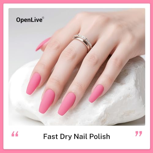 OpenLive 16.5ml Rose Pink Nail Polish Large Volume Quick Drying Nail Polish, Fast Drying and Long Lasting Color Nail Art DIY Home Manicure Gift for Women - color: Rose Pink
