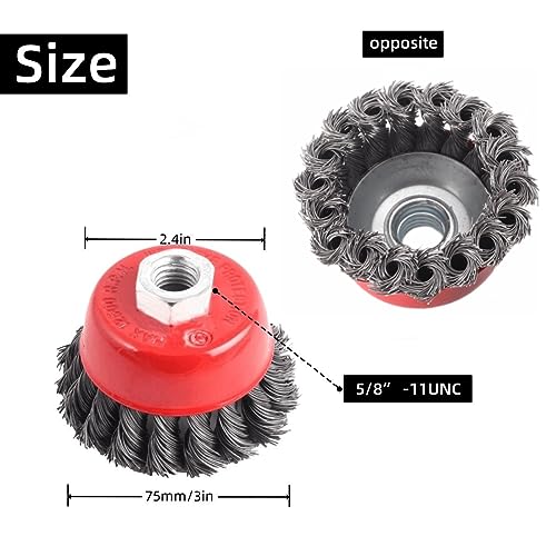 3 Inch Knotted Wire Cup Brush for 4 1/2 Angle Grinders (6 Pack) - style: 6 PACK 3" Cup Brush