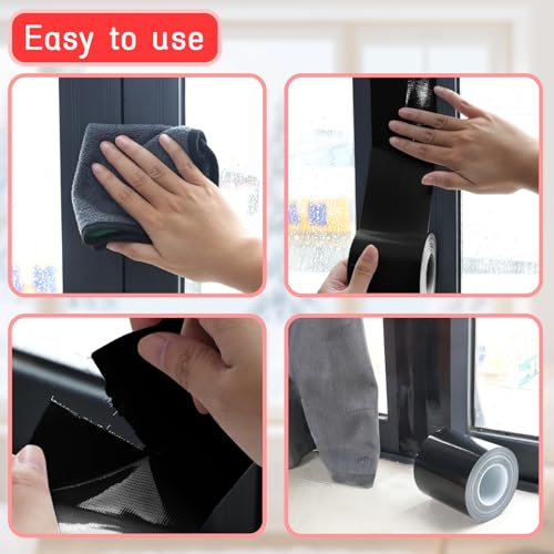 Window Sealing Tape, Window AC Insulation Tape, 3 Inch x 65 FT Black - color: Black, size: 3 Inch x 65 FT