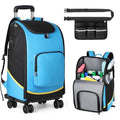 Rolling Cleaning Caddy Bag with Wheels, Large Cleaning Supplies Organizer Backpack with Detachable Trolley and Cleaning Apron for Housekeepers, Home, Hotel & Car Detailing - color: A02-blue