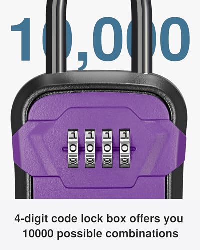 Puroma Key Lock Box for House Keys Combination Lockbox with Code, 1 Purple - color: Purple