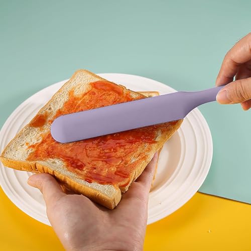 7 Pcs Silicone Jar Spatula Set, Sourdough Spatula, Long Handle Thin Spatulas for Baking, Cake Icing, Butter Cream Spreading, Jam Scraping (Purple, Pink, Green, Yellow, Orange, Cyan, Black) - color: Purple, Pink, Green, Yellow, Orange, Cyan, Black