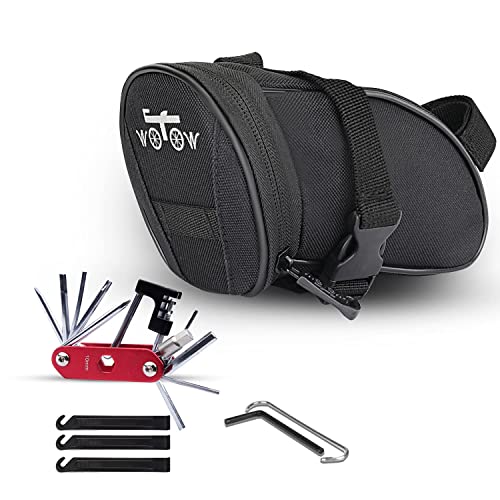 WOTOW 14 in 1 Bike Repair Tool Kit & Bike Saddle Bag - style: 14 in 1 Multitool (Red)