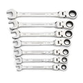 GEARWRENCH 7 Pc. 12 Pt. Flex Head Ratcheting Combination Wrench Set, SAE - 9700 - size: 7 Pc, style: With Tray