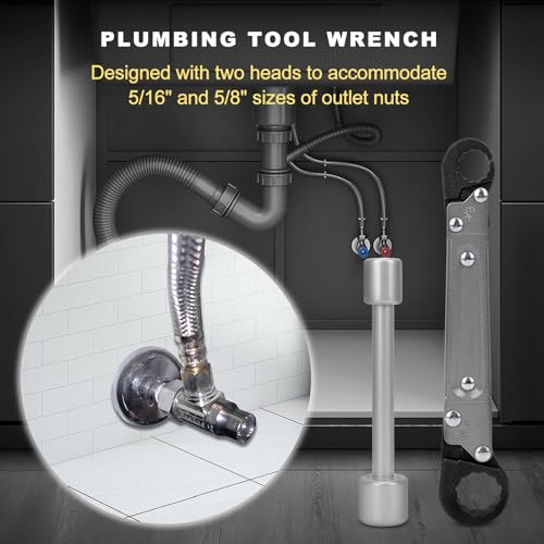 Holdly Angle Stop Wrench, Plumbing Tool for 3/8- and 1/2-Inch Valves - color: Silver
