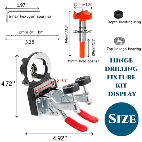 35 mm Concealed Hinge Jig with Quick Clamp, Adjustable Edge Distance