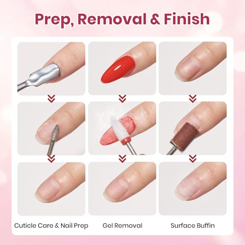 Beetles Electric Nail Drill Kit, 7 Drill Bit 0-12000 RPM Electric Nail File - color: A - Pink