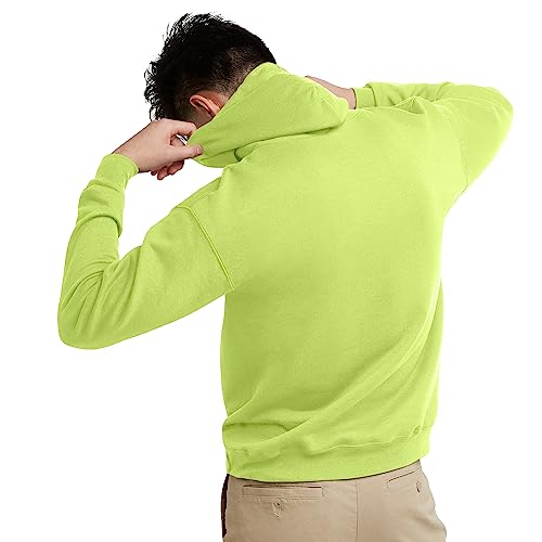 Hanes Men's Hoodie - EcoSmart Fleece Hooded Sweatshirt for Men & Women - Midweight Fleece - Big & Tall Available - color: Safety Green, size: Large