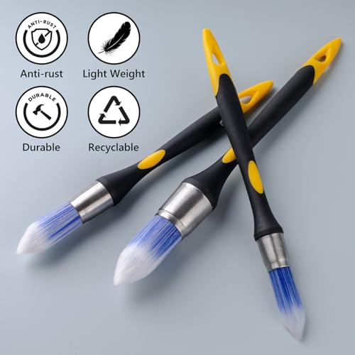 Mister Rui Round Trim Brush Set, 3 Pcs Paint Brushes for Trim, Tight Space - size: 3PCS, 0.6", 0.75", 1"