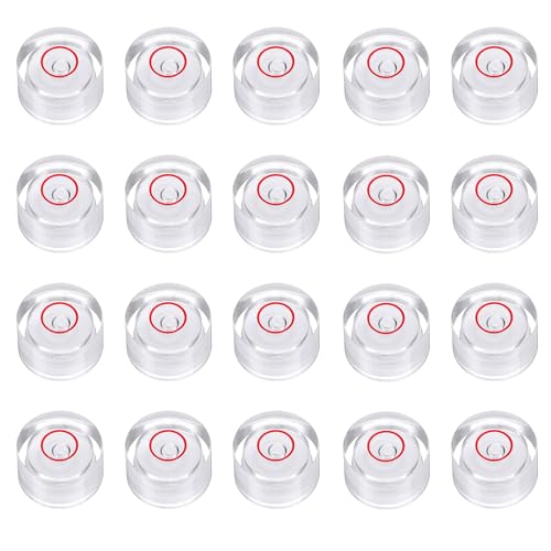 HARFINGTON 20pcs Circular Bubble Spirit Level 14x8mm Mini Round Bubble Spirit Level Little Measuring Layout Tools for TV Industrial Carpentry Picture Frame, White/Red - color: White/Red, size: 14x8mm