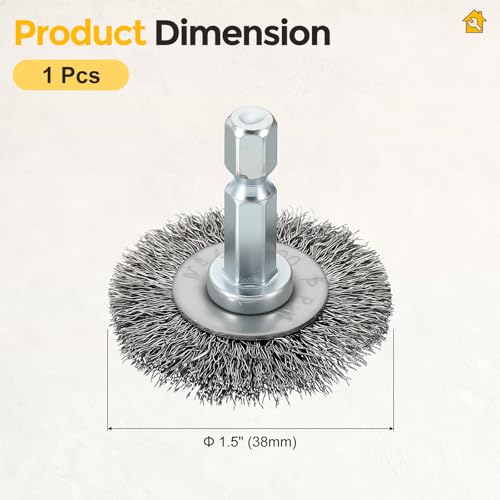 1.5in Wire Wheels for Drill with 1/4in Hex Shank, Carbon Steel - size: 1.5 inch(0.008in Wire)