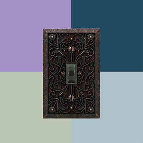 Amerelle 65TDB Filigree Wallplate, 1 Toggle, Cast Metal, Aged Bronze, 1-Pack - size: Single Toggle