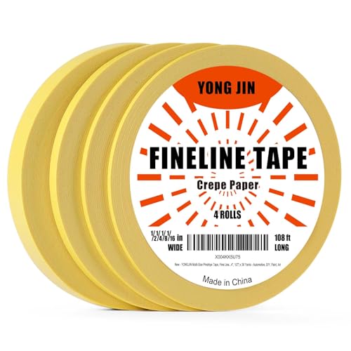 YONGJIN Multi-Size Pinstripe Tape, Miniature Masking Tape,Thin Painters Tape,1/16", 1/8", 1/4", 1/2" - size: 1/16", 1/8", 1/4", 1/2"