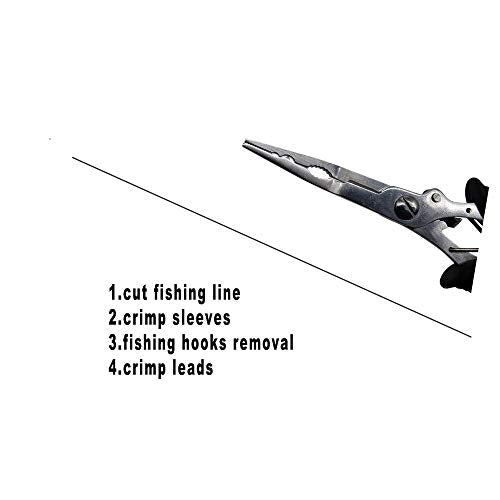 Stainless Steel Fishing Pliers - Needle Nose Plier for Cutting Fishing Line, Multitool Pliers with Sheath and Telescopic Lanyard | Fishing Tools