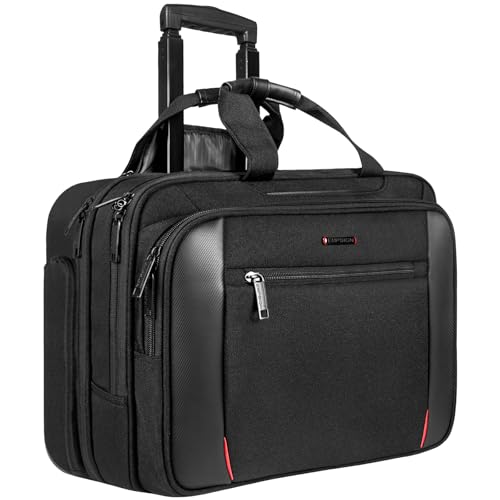 EMPSIGN 17.3 Inch Rolling Laptop Bag for Women/Men, Black