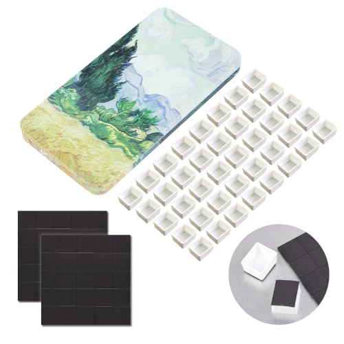 qianshan 40Pcs Empty Half Pans Watercolor Tin Palette with Magnetic Stripe - color: Wheat Field